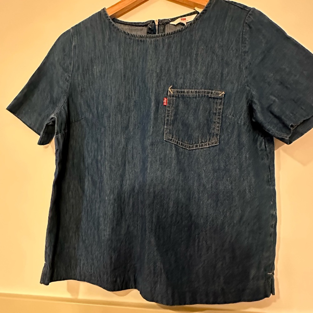 Levi's Blue Denim Women's‎ Top pocket front zip back size XS